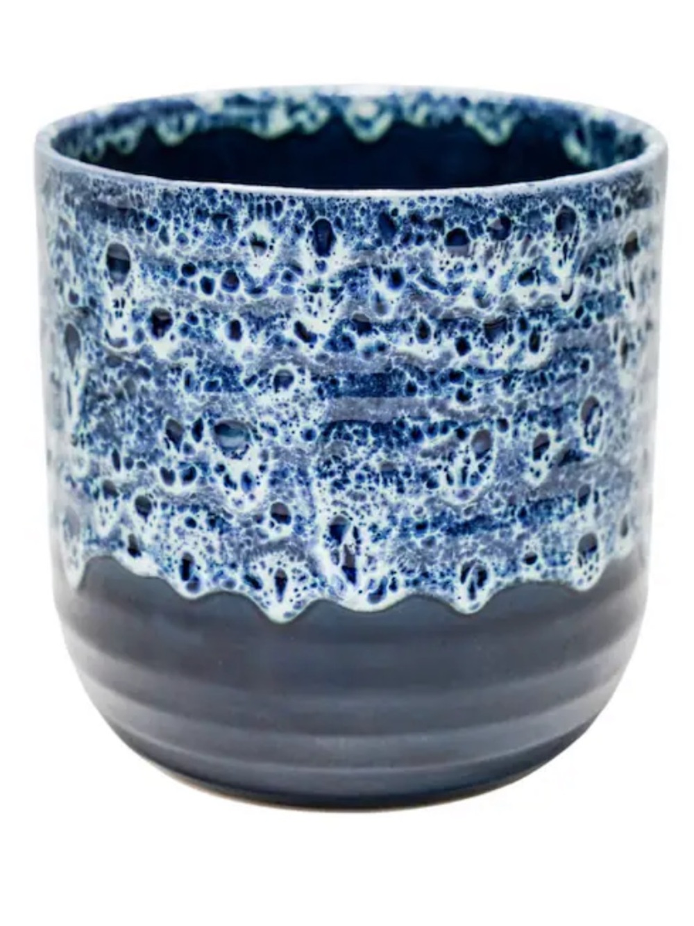 NWOT Allen & Roth Sapphire Glazed Ceramic Round Indoor Planter
